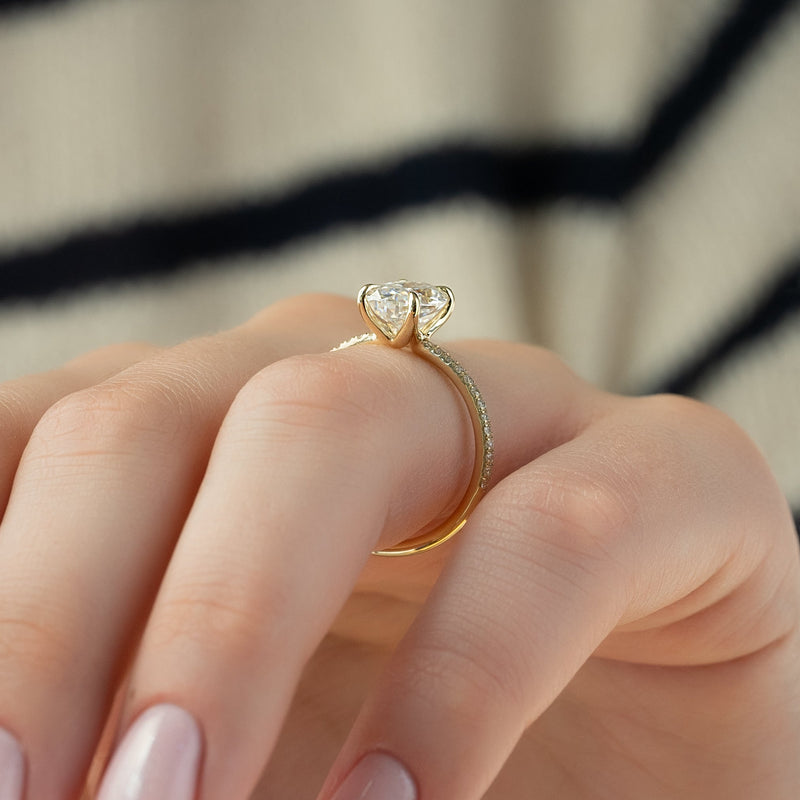 1.0 -3.0 CT Oval Cut CVD Diamond Pave Engagement Ring