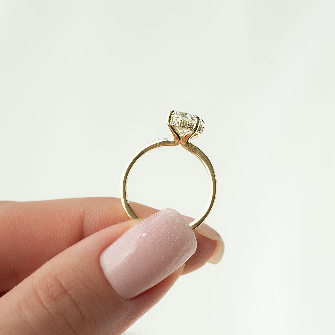1.50 - 3.50 CT Oval  Cut CVD Diamond Hidden Halo Engagement Ring