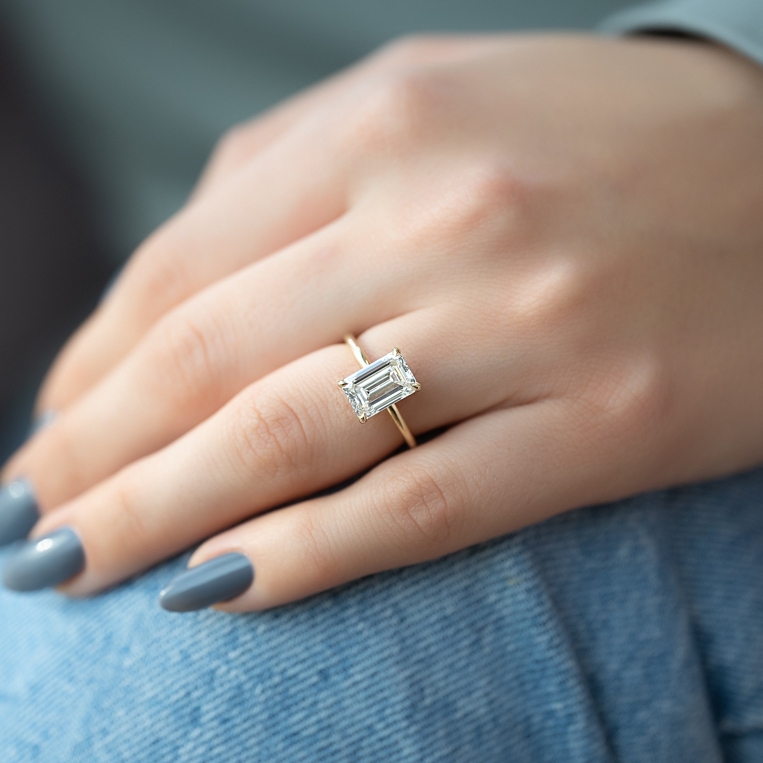 2.0 - 4.0 CT Emerald Cut CVD Diamond Hidden Halo Engagement Ring