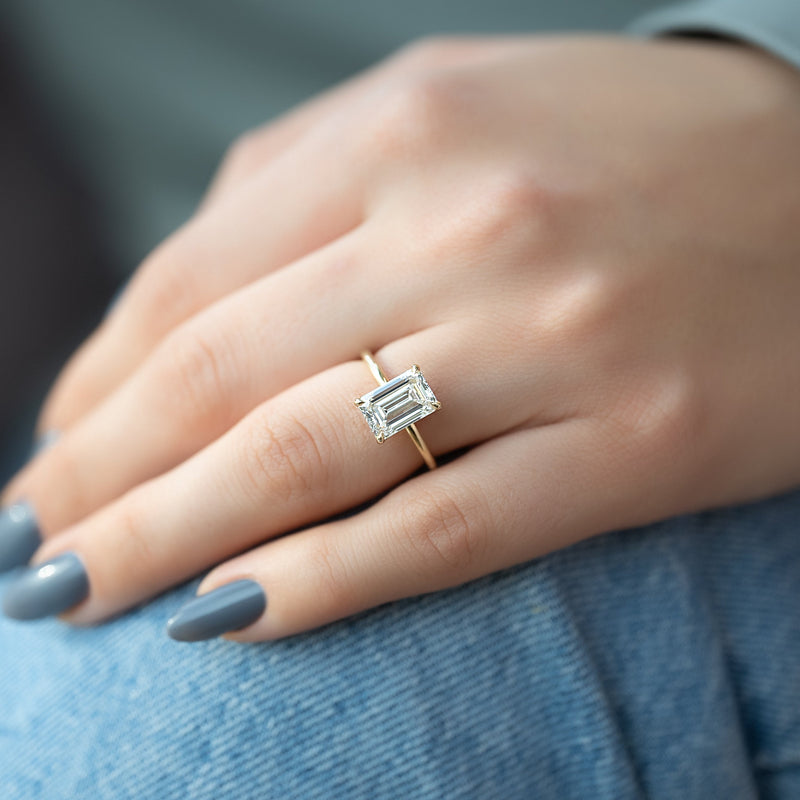 2.0 - 4.0 CT Emerald Cut CVD Diamond Hidden Halo Engagement Ring