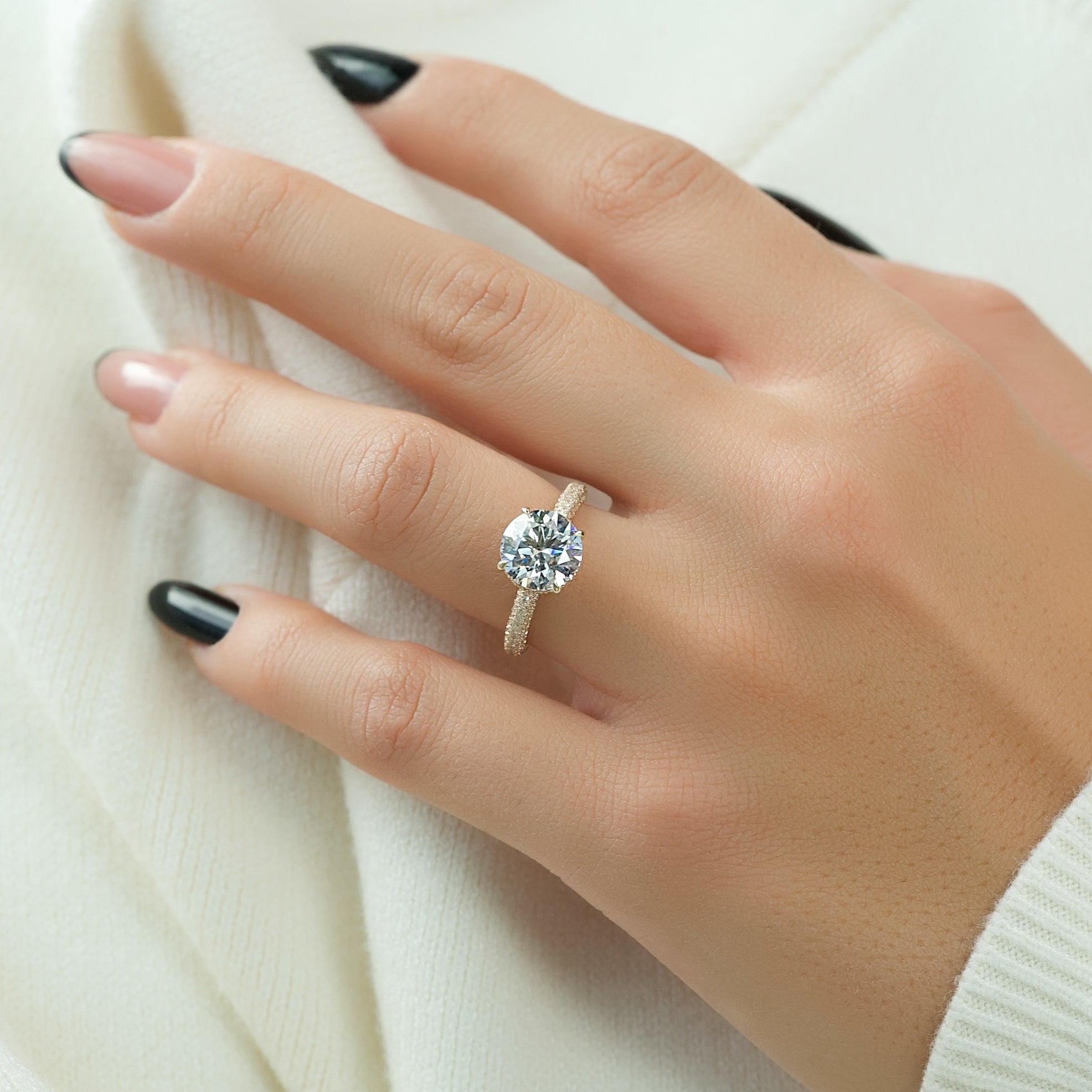 2.0 - 3.0 CT Round Cut CVD Diamond Hidden Halo & Pave Engagement Ring