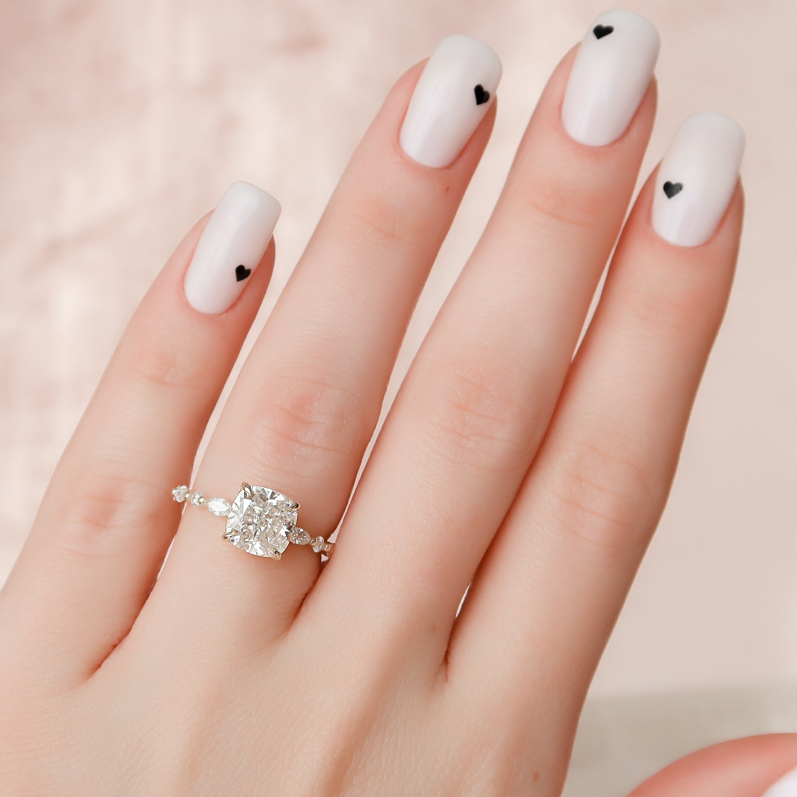 2.0 - 4.0 CT Cushion Cut CVD Diamond Hidden Halo & Pave Engagement Ring