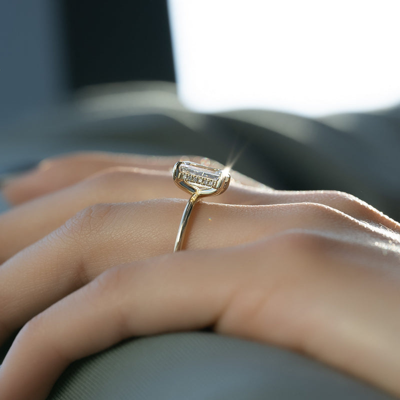 2.0 - 4.0 CT Emerald Cut CVD Diamond Hidden Halo Engagement Ring