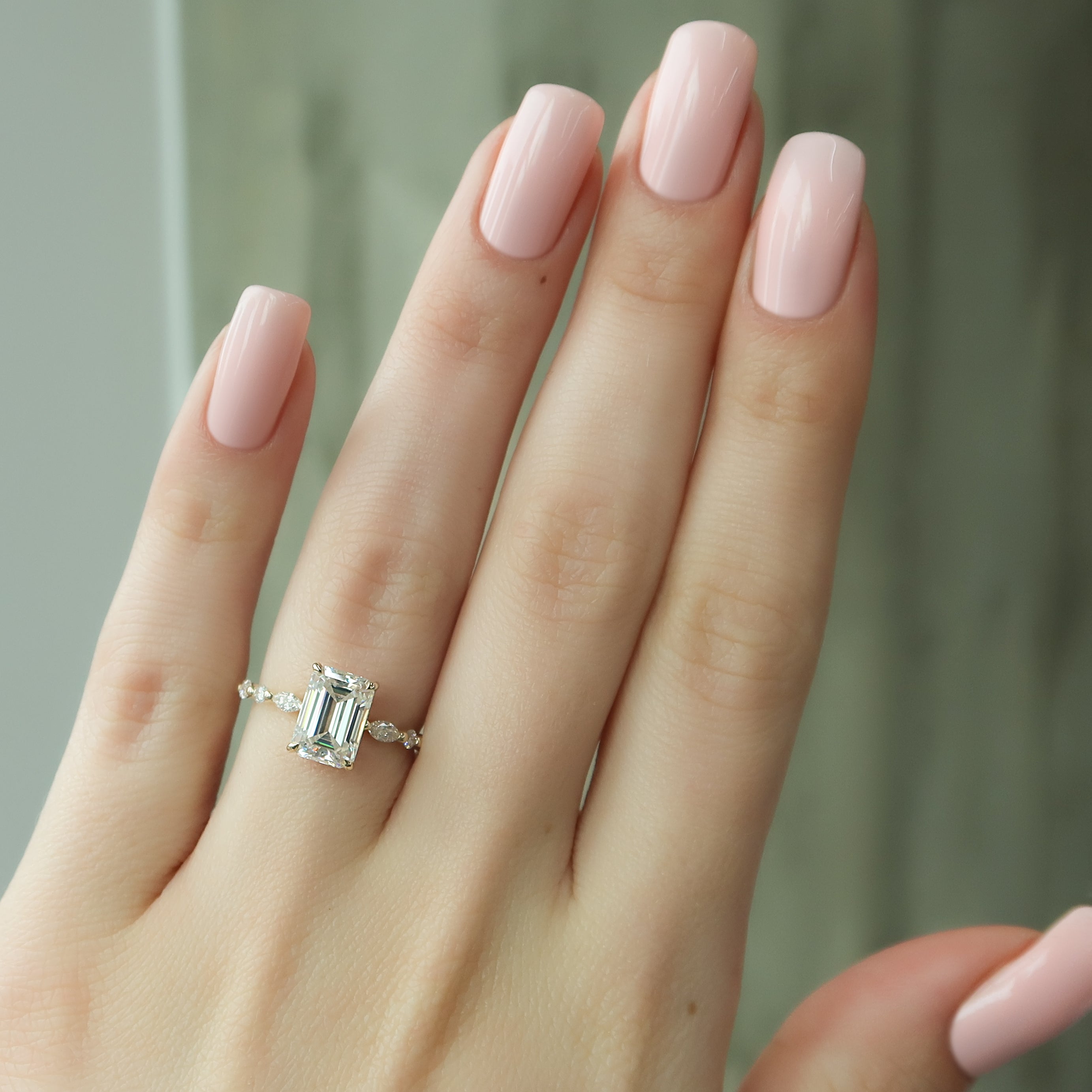 2.0 - 4.0 CT Emerald Cut CVD Diamond Hidden Halo Style Engagement Ring