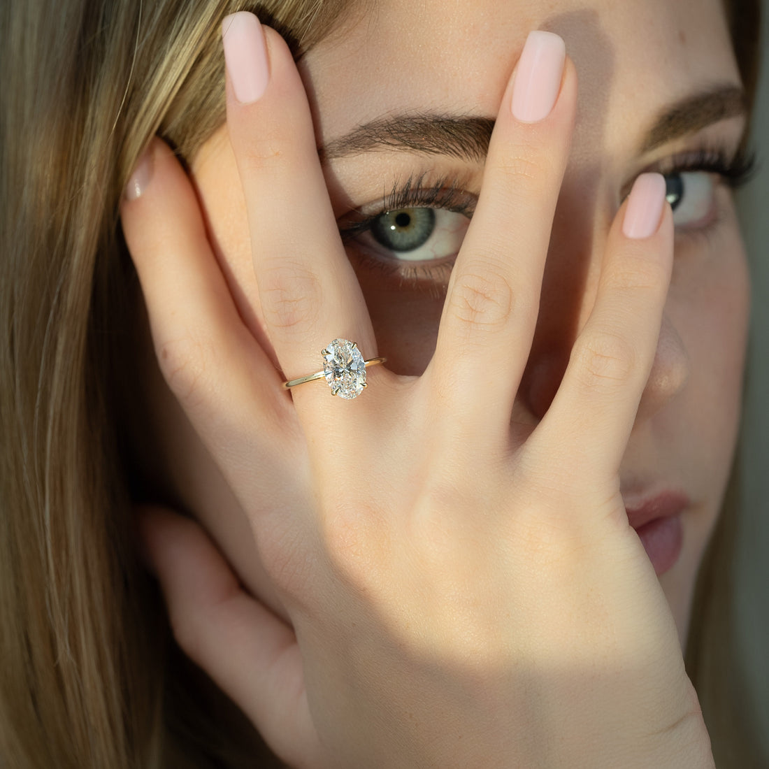 2.0 - 4.0 CT Oval Cut CVD Diamond Solitaire Engagement Ring