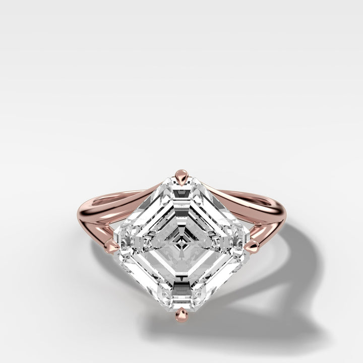 Architectural Perfection: Tilted Asscher Split Shank Ring