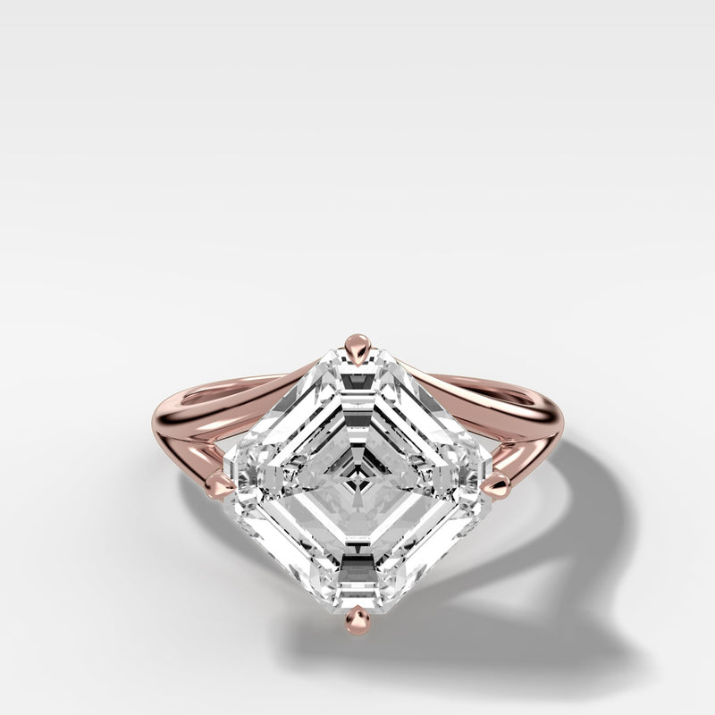 Architectural Perfection: Tilted Asscher Split Shank Ring