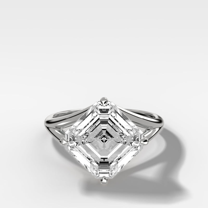 Architectural Perfection: Tilted Asscher Split Shank Ring