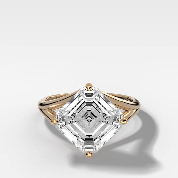 Architectural Perfection: Tilted Asscher Split Shank Ring