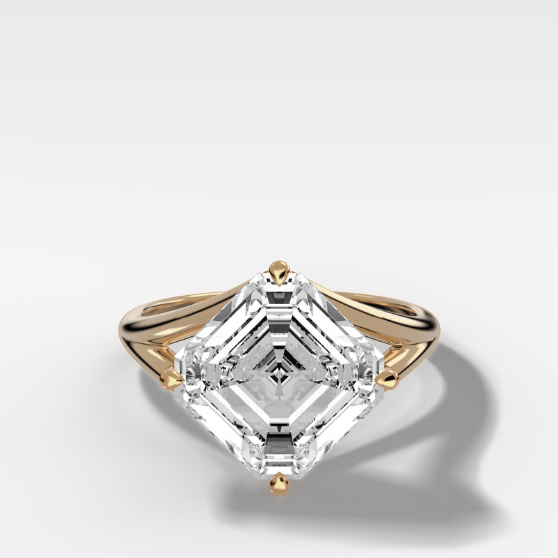 Architectural Perfection: Tilted Asscher Split Shank Ring