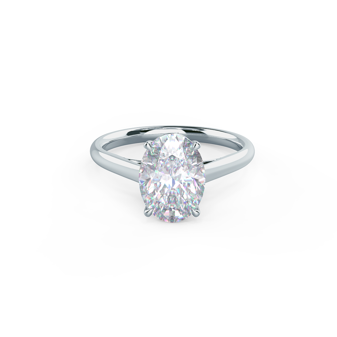 1.75ct Oval Cut Moissanite Solitaire 14K Gold Engagement Ring