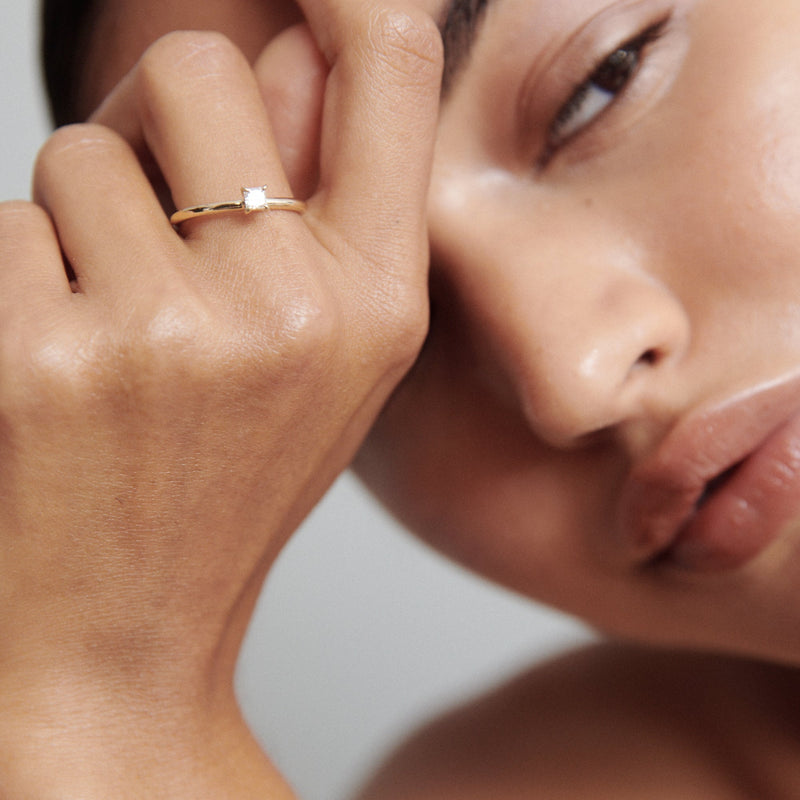 0.20 Carats Princess Shaped CVD Diamond Solitaire Setting Engagement Ring