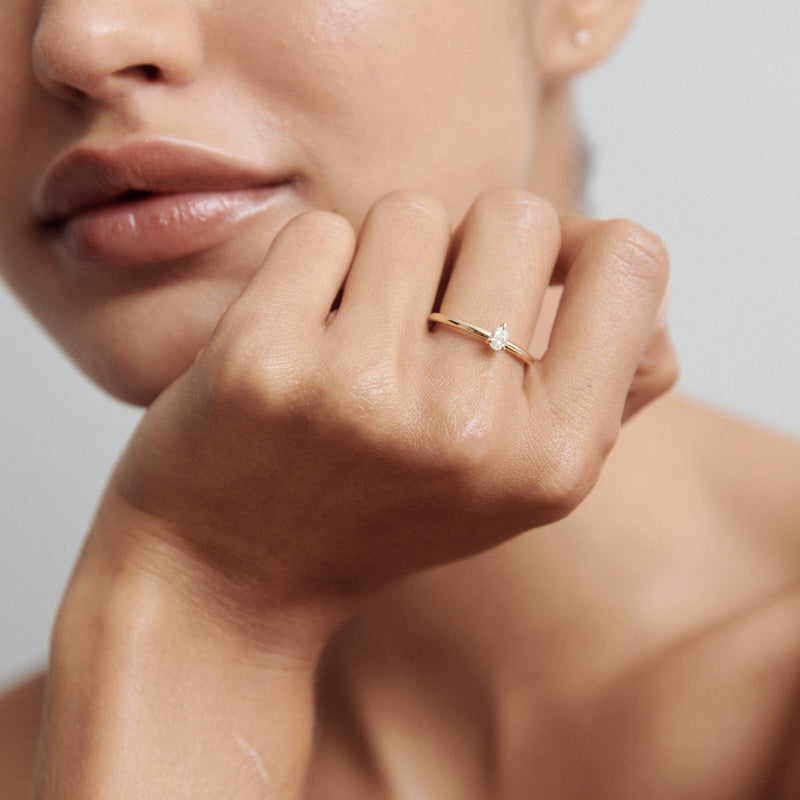 0.15 Carats Pear Shaped CVD Diamond Solitaire Setting Engagement Ring