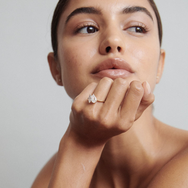 1.5 CT Pear & Marquise  G/VS1 CVD Diamond Two Stone Engagement Ring