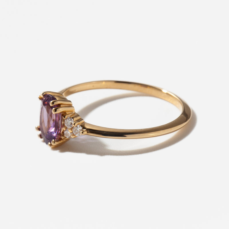 1.0CT-2.0CT Purple Sapphire Oval Cut Moissanite Diamond Cluster Engagement Ring