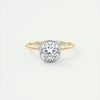 2CT Cushion Moissanite Bezel Solitaire Two Tone Engagement Ring