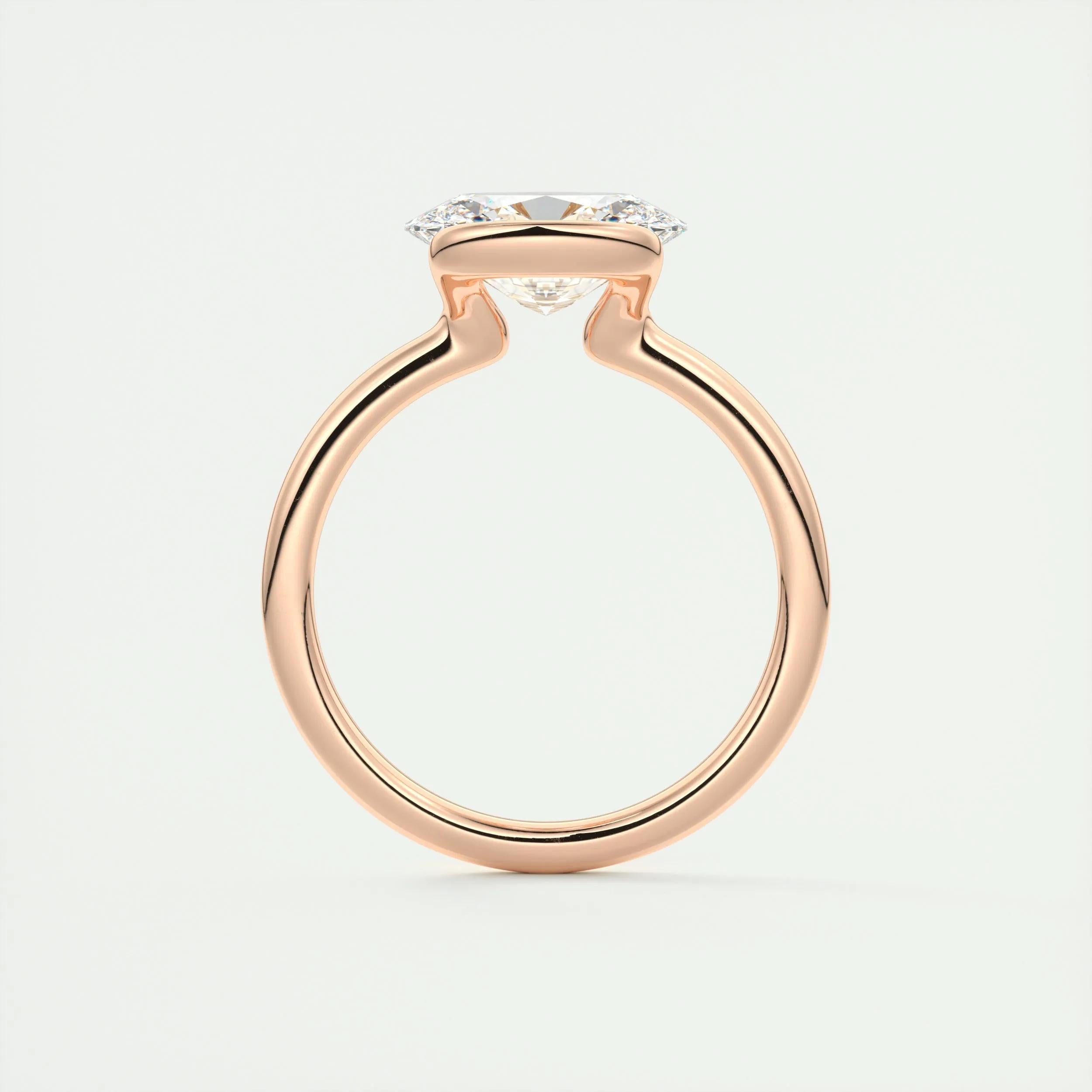 2.0 Ct Oval East West Half Bezel Solitaire Moissanite Diamond Engagement Ring