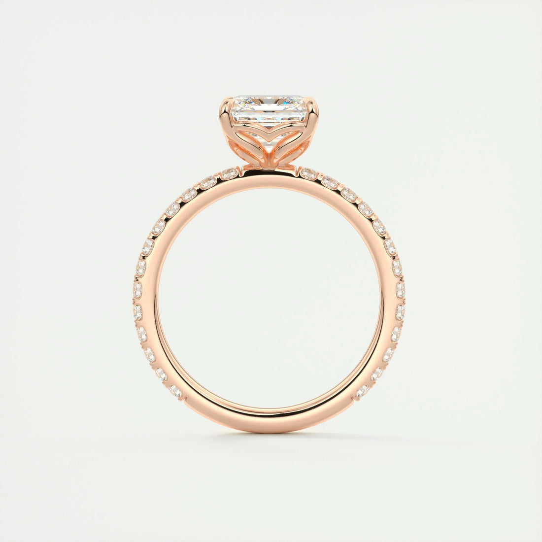2.0 Ct Asscher  Pavé Moissanite  Diamond  Engagement Ring