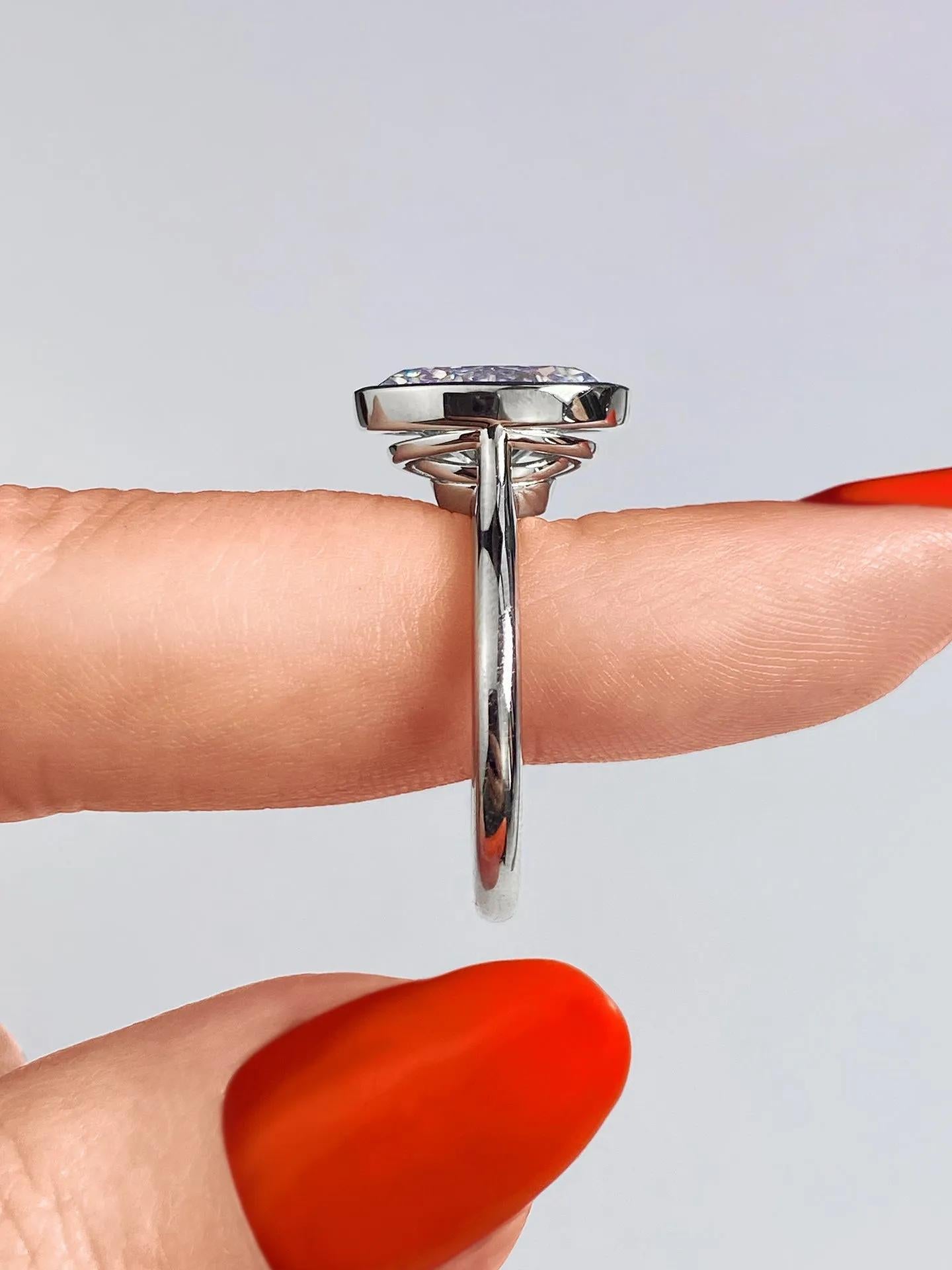 2.0 Ct Oval Solitaire Bezel Moissanite Diamond Engagement Ring