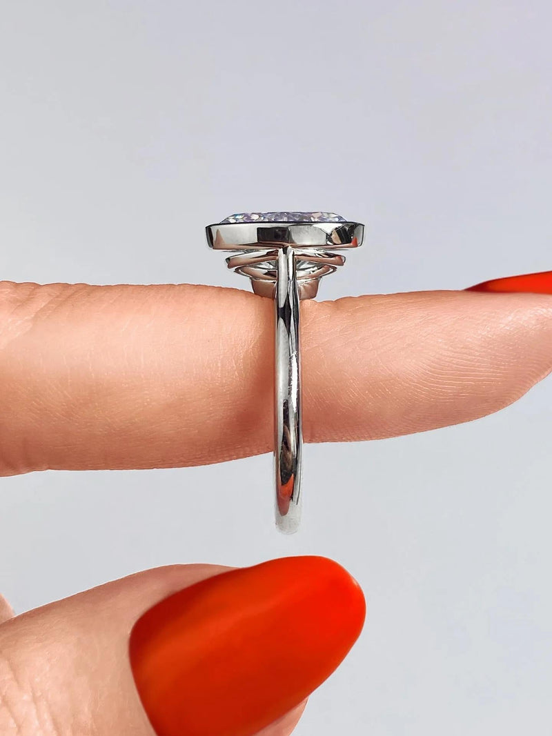 2.0 Ct Oval Solitaire Bezel Moissanite Diamond Engagement Ring