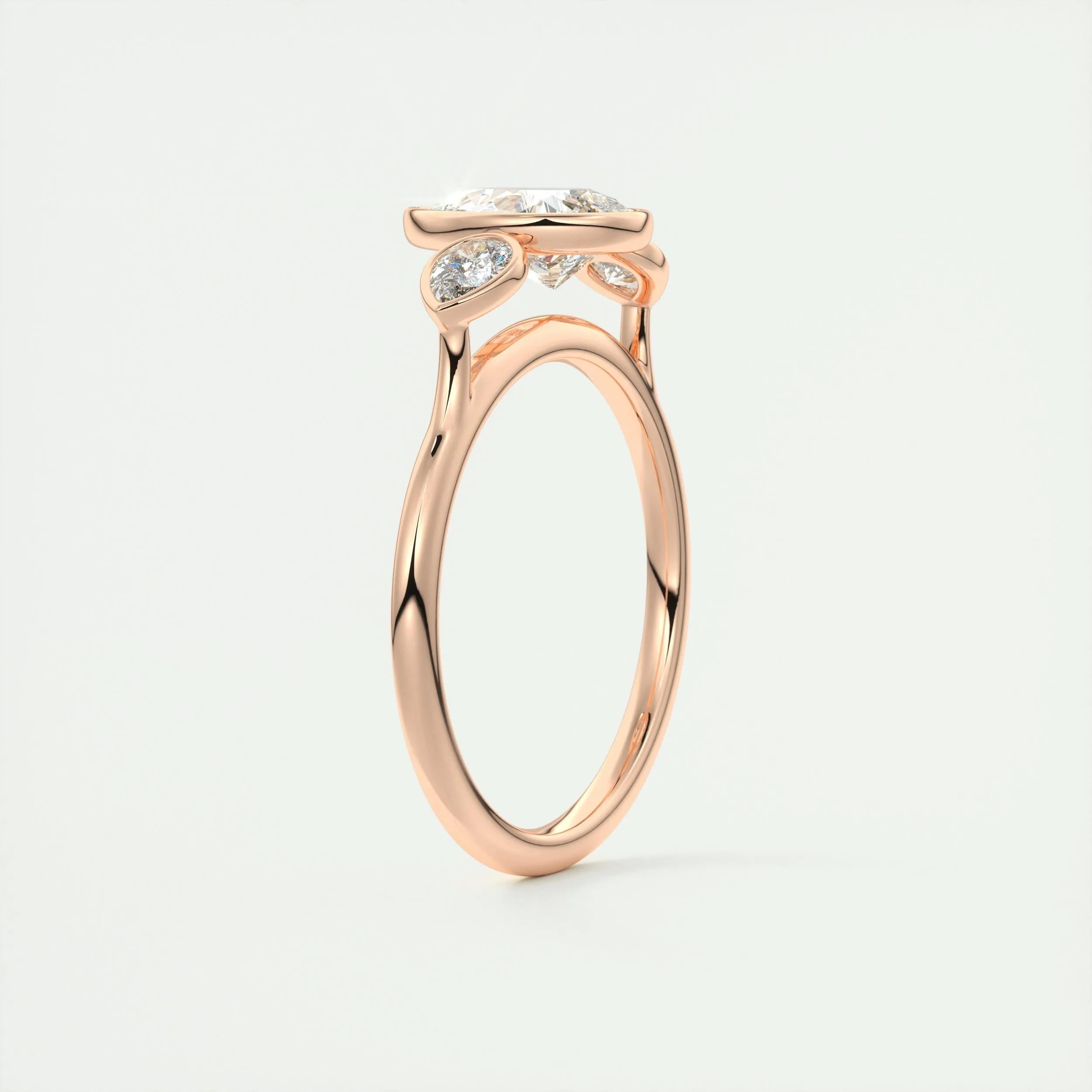 2.0 Ct Pear Bezel Three Stone Moissanite Diamond Engagement Ring