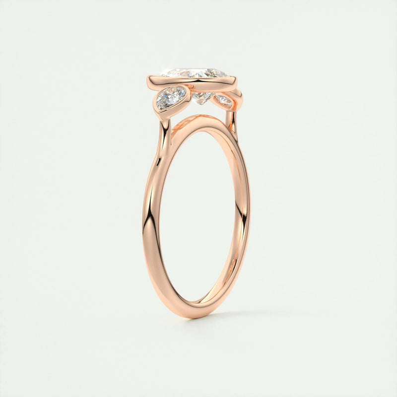 2.0 Ct Pear Bezel Three Stone Moissanite Diamond Engagement Ring