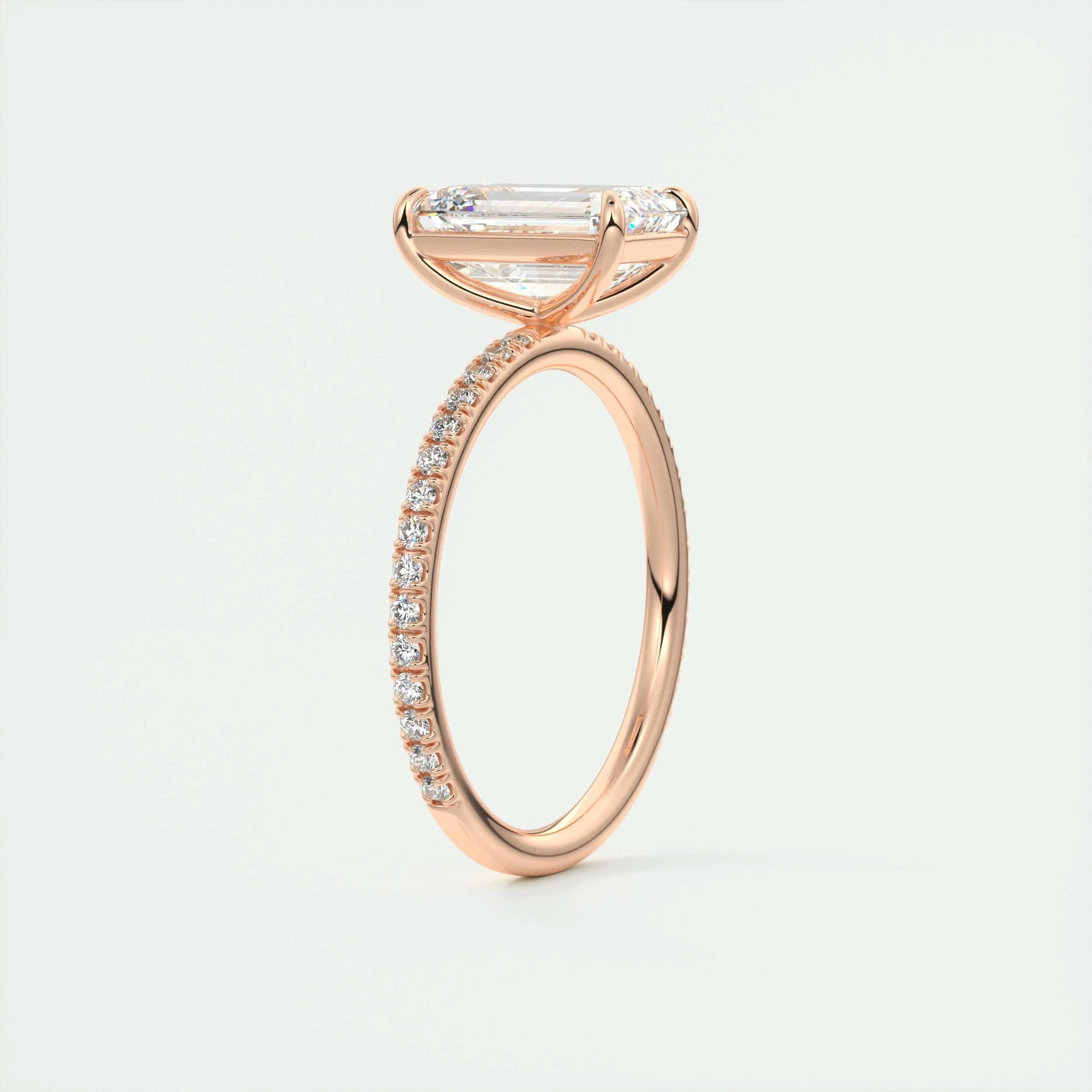 2.0 Ct Emerald Pavé Hidden Halo Moissanite Diamond Engagement Ring