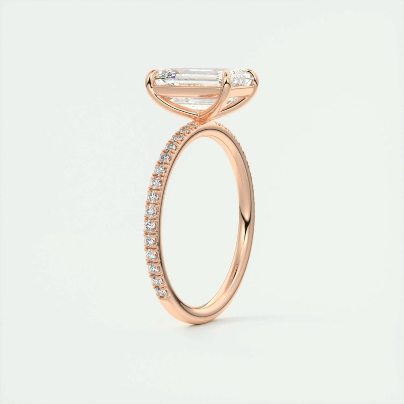 2.0 Ct Emerald Pavé Hidden Halo Moissanite Diamond Engagement Ring