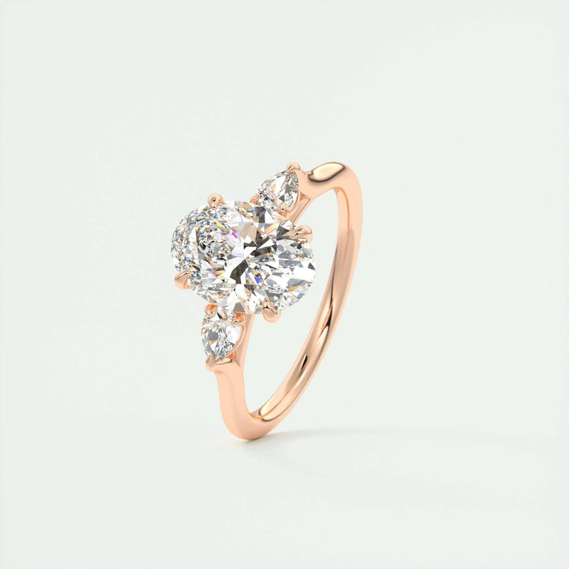 2.2 Ct Oval Three Stone Moissanite Diamond Engagement Ring