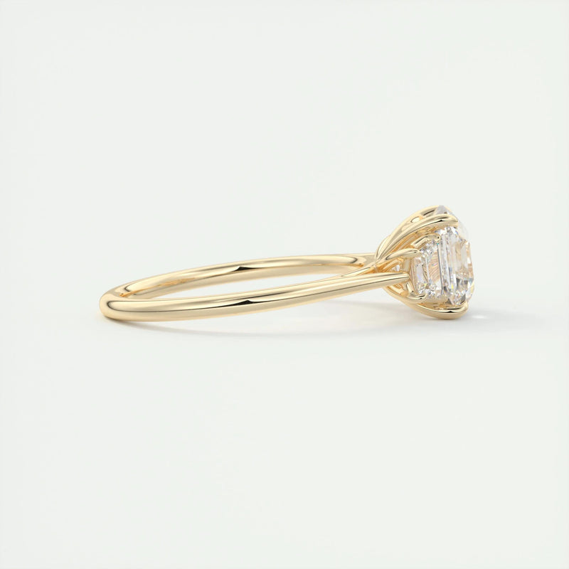 2.0 ct Asscher Three Stone Moissanite Diamond Engagement Ring