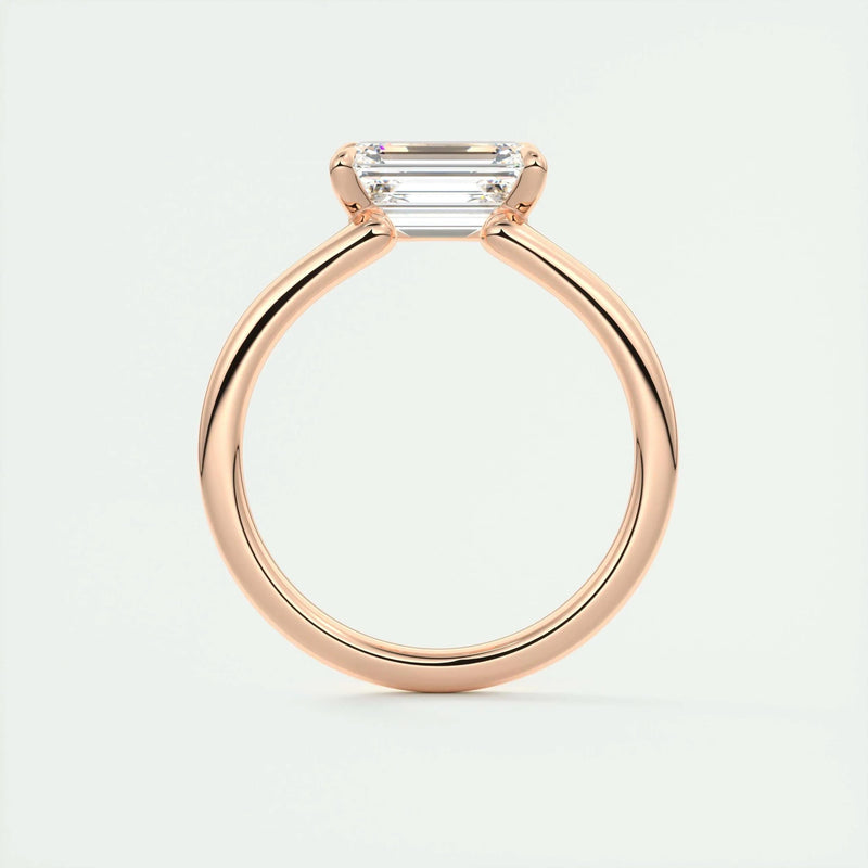 2.0 Ct Emerald East West Cantilever Solitaire Moissanite Engagement Ring