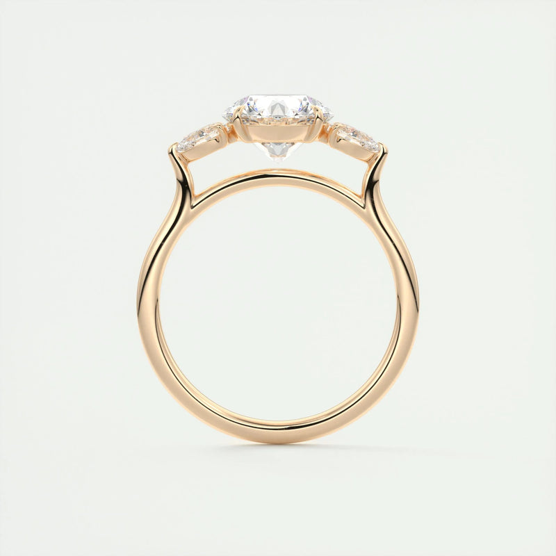 2.8 Ct Round Three Stone Moissanite Diamond Engagement Ring