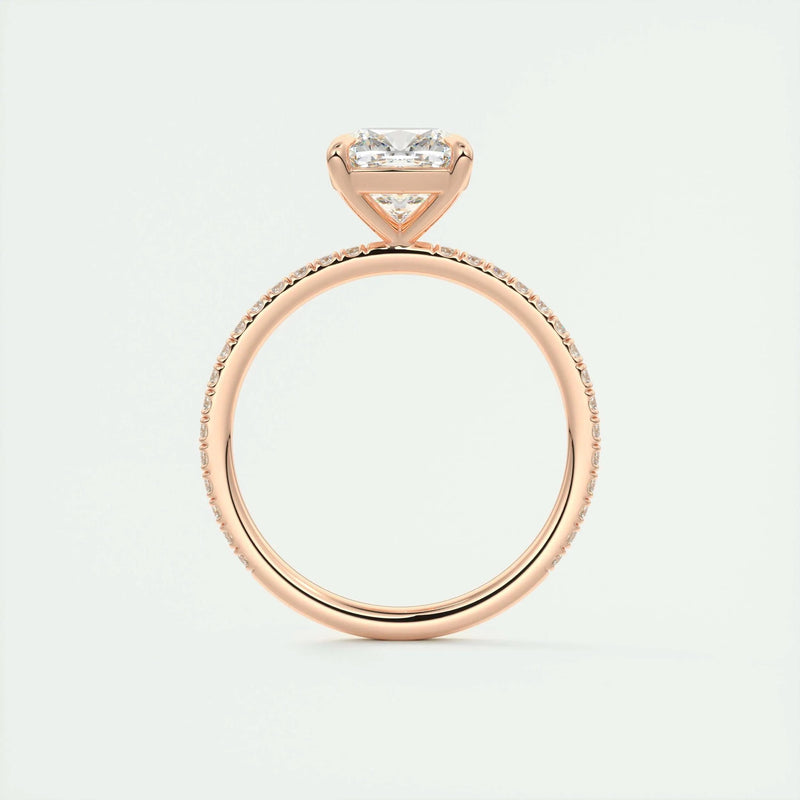 2.54 Ct Cushion Pavé Moissanite Diamond Engagement Ring