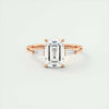 3.15 Ct Emerald Three Stone Moissanite Diamond Engagement Ring