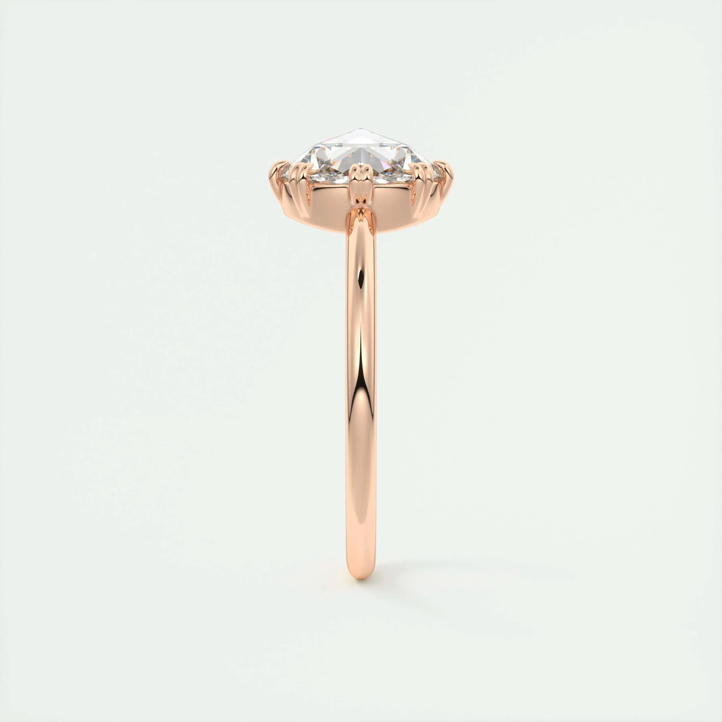 1.85 Ct Rose Cut Solitaire Full Bezel Moissanite Diamond  Engagement Ring