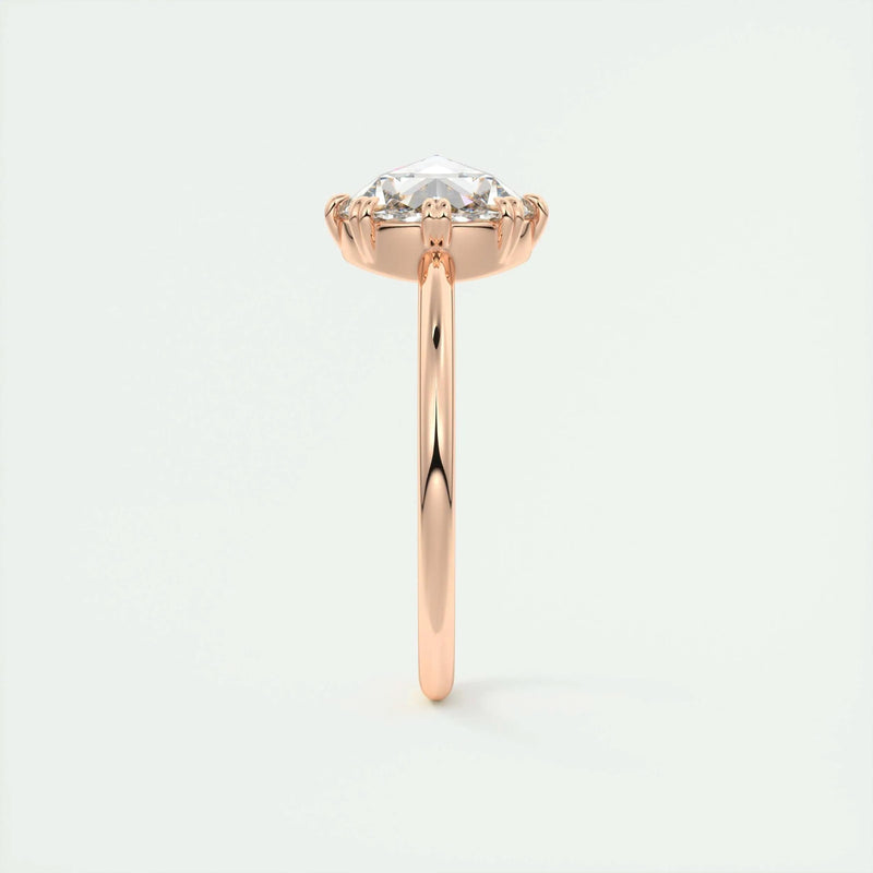 1.85 Ct Rose Cut Solitaire Full Bezel Moissanite Diamond  Engagement Ring