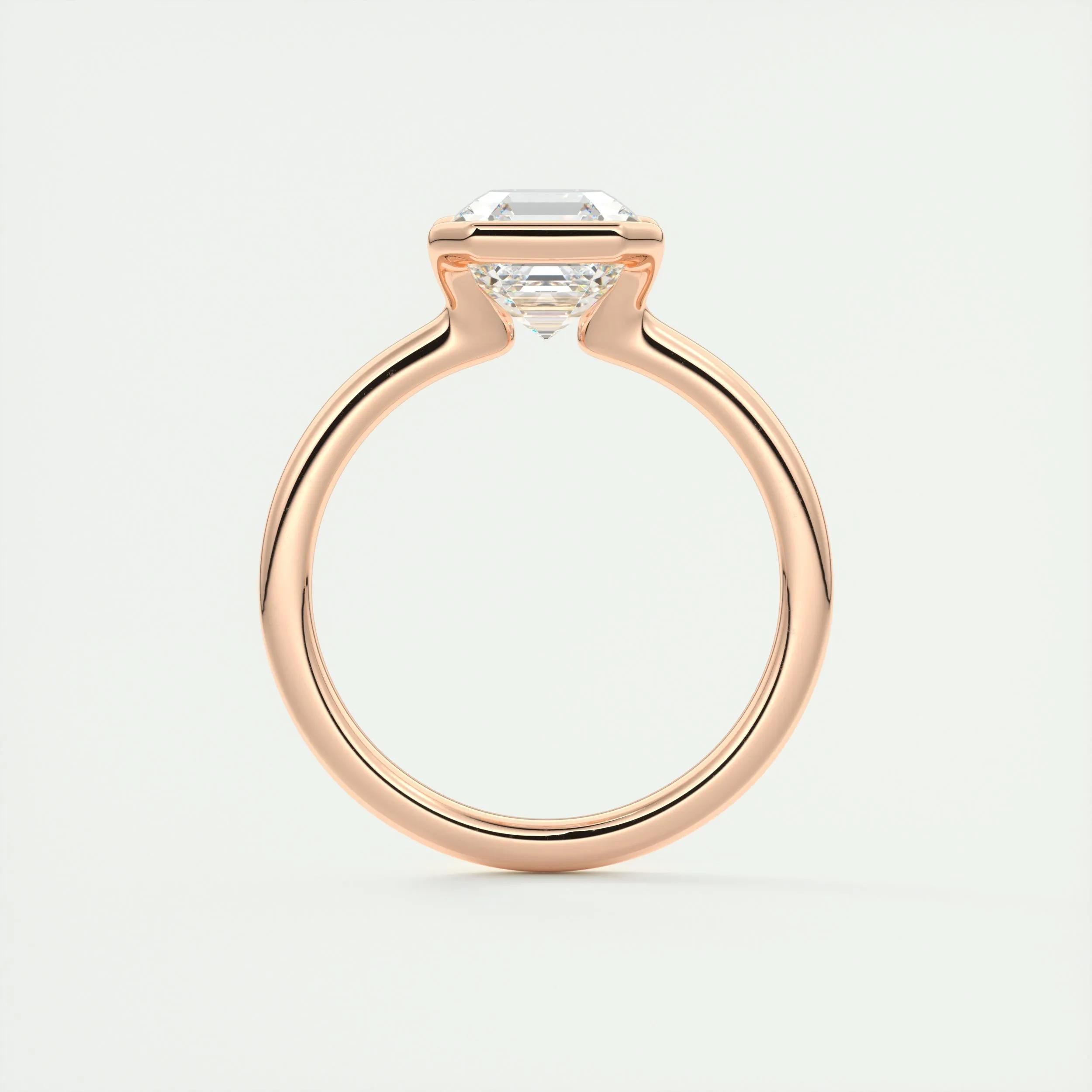 2.0 Ct Asscher Half Bezel Solitaire Moissanite Diamond Engagement Ring