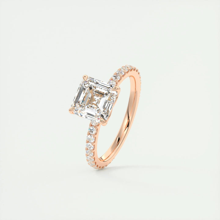 2.0 Ct Asscher  Pavé Moissanite  Diamond  Engagement Ring