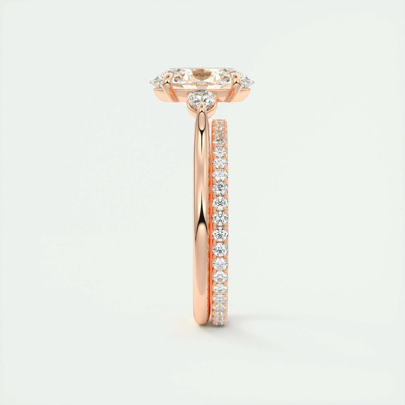 2.2 Ct Oval Three Stone Moissanite Diamond Engagement Ring