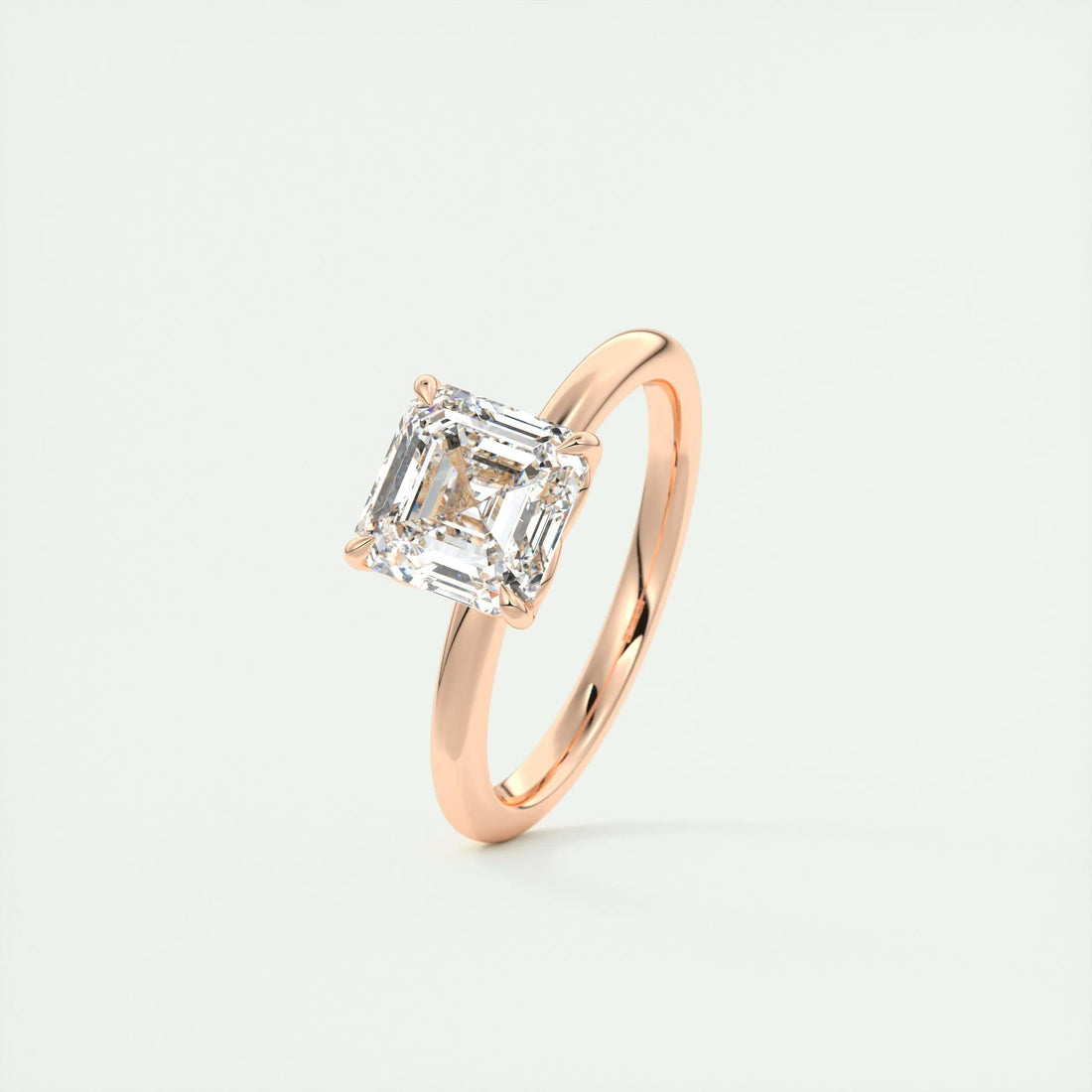 2.0 Ct Asscher Solitaire Moissanite Diamond Engagement Ring