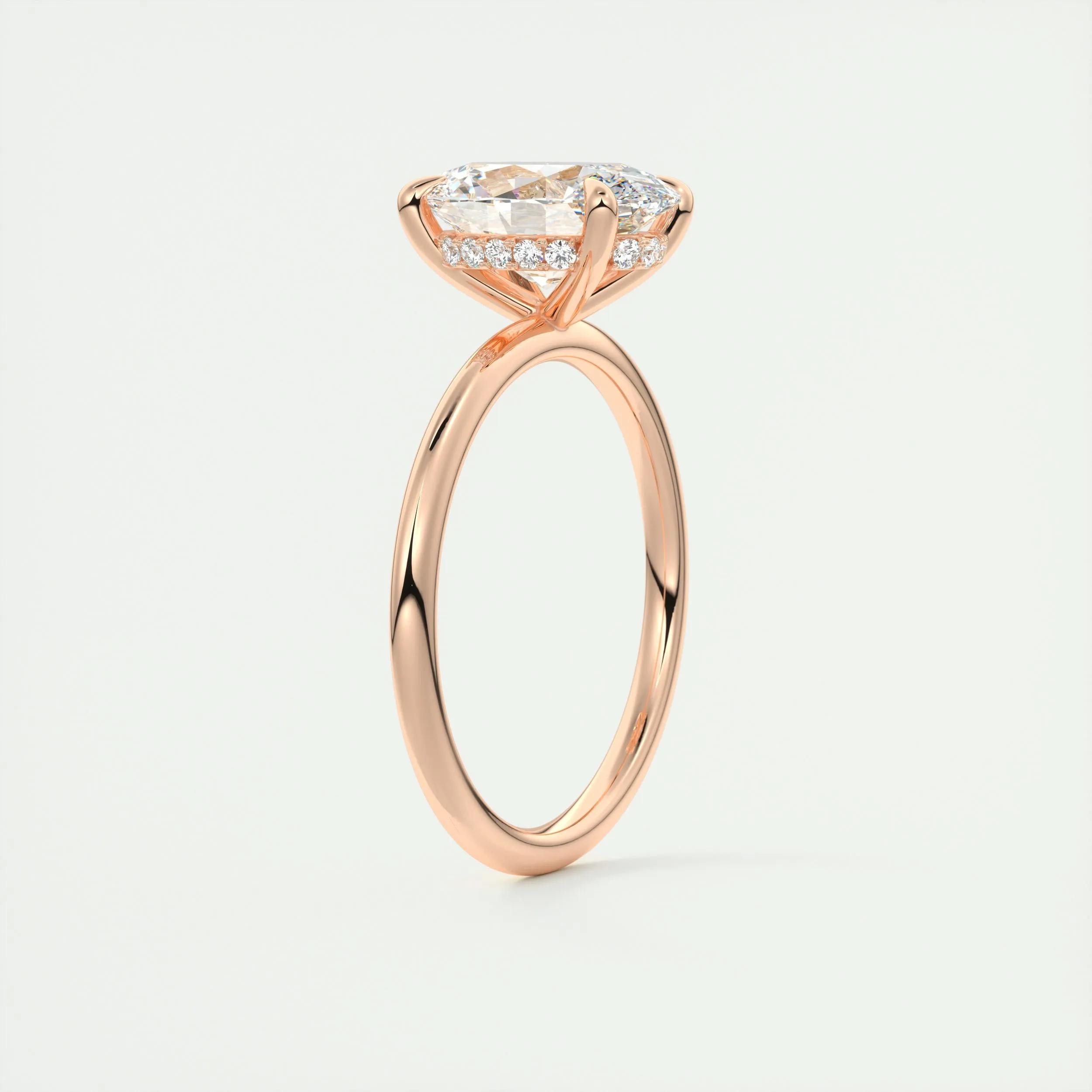 2.5 Ct Oval Solitaire With Hidden Halo Moissanite Diamond Engagement Ring