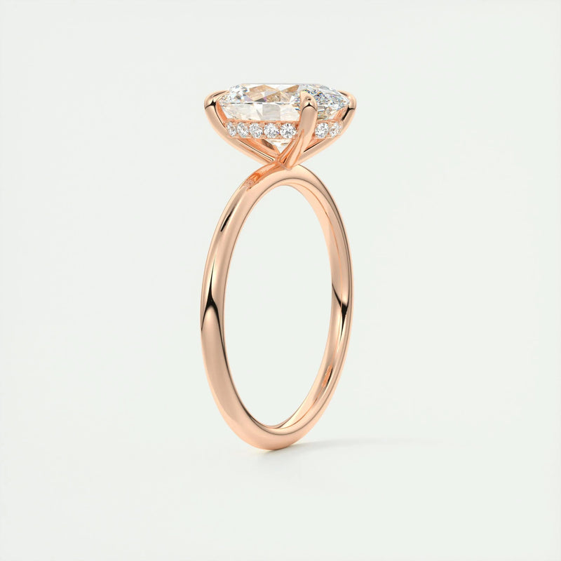 2.5 Ct Oval Solitaire With Hidden Halo Moissanite Diamond Engagement Ring