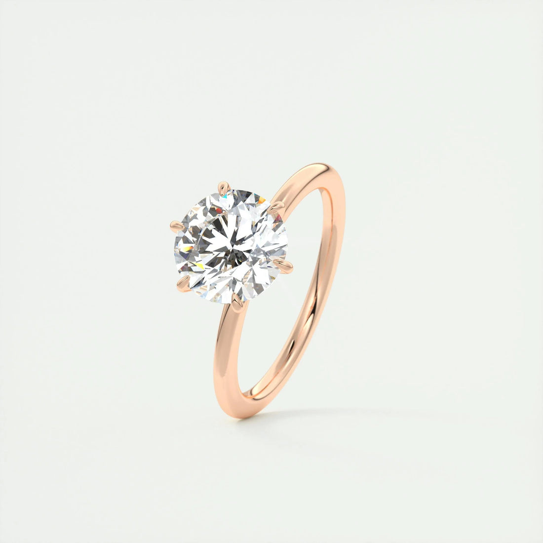 2.15 Ct Round Solitaire Flush Stacking Moissanite Diamond Engagement Ring