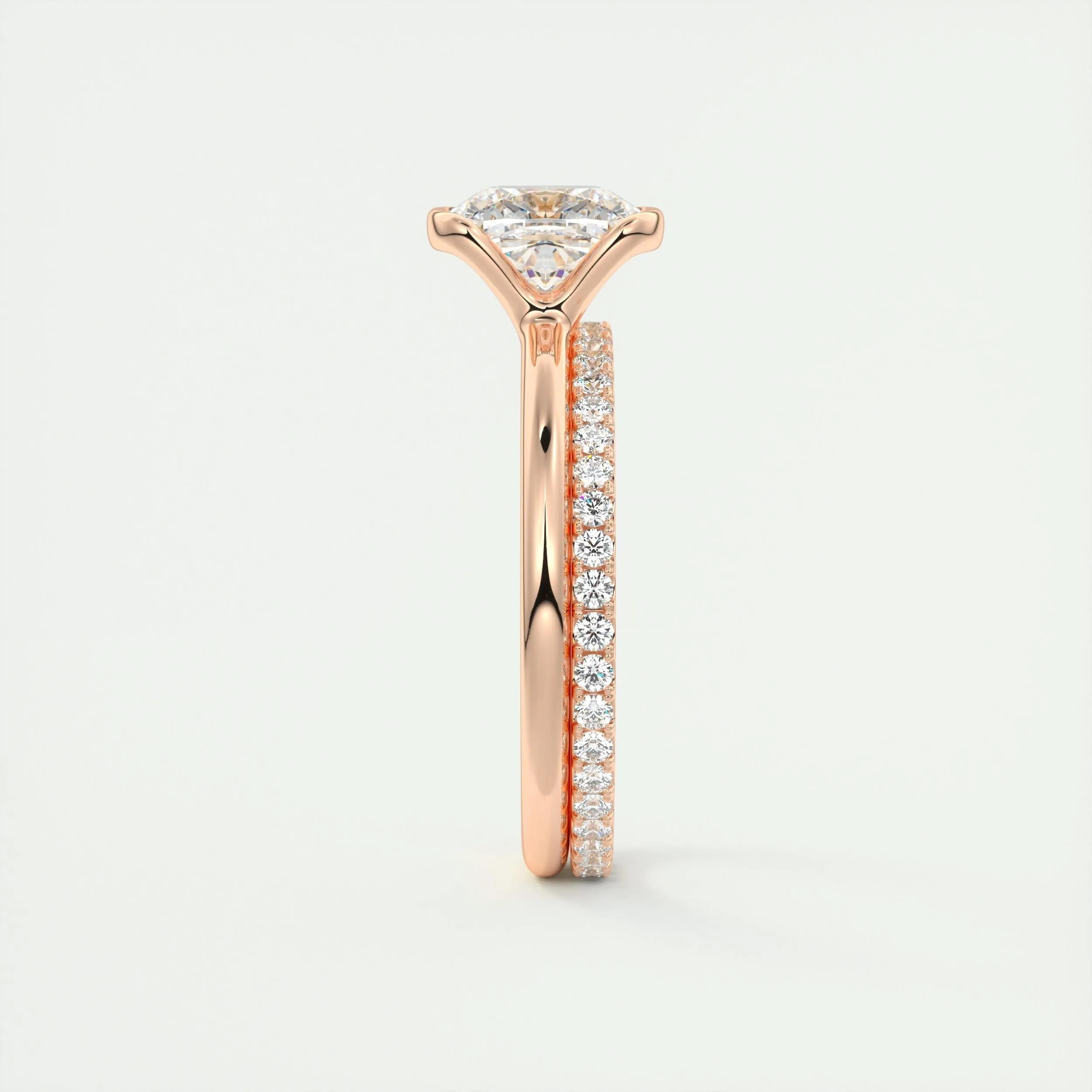 2.0 Ct Cushion East West Half Bezel Solitaire Moissanite Engagement Ring