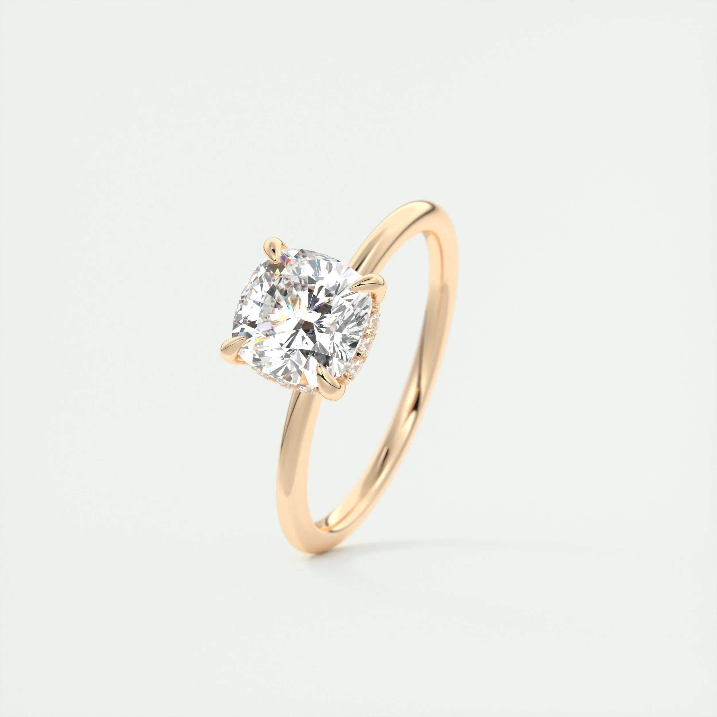 2.0 Ct Cushion Solitaire With Hidden Halo Moissanite Diamond Engagement Ring
