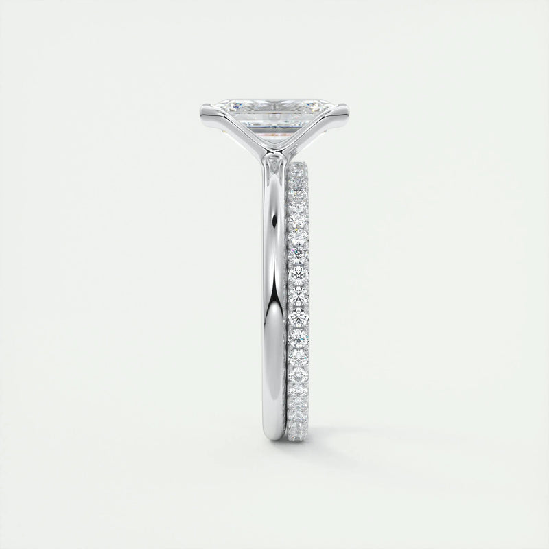 2.0 Ct Emerald East West Half Bezel Solitaire Moissanite Engagement Ring