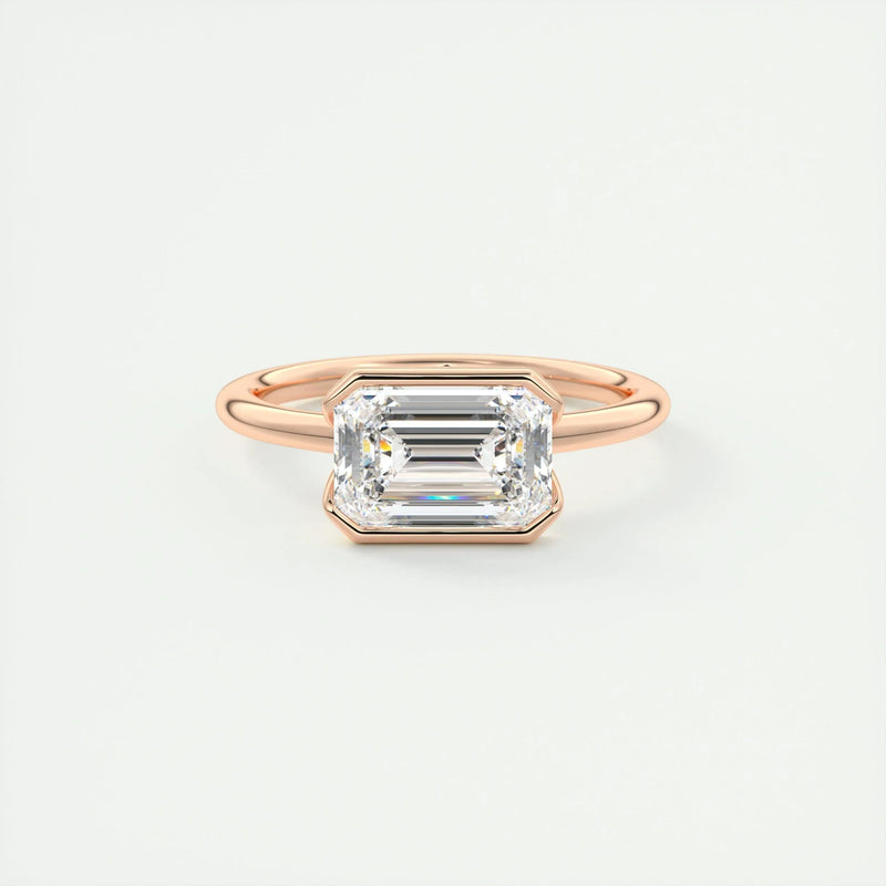 2.0 Ct Emerald East West Half Bezel Solitaire Moissanite Engagement Ring