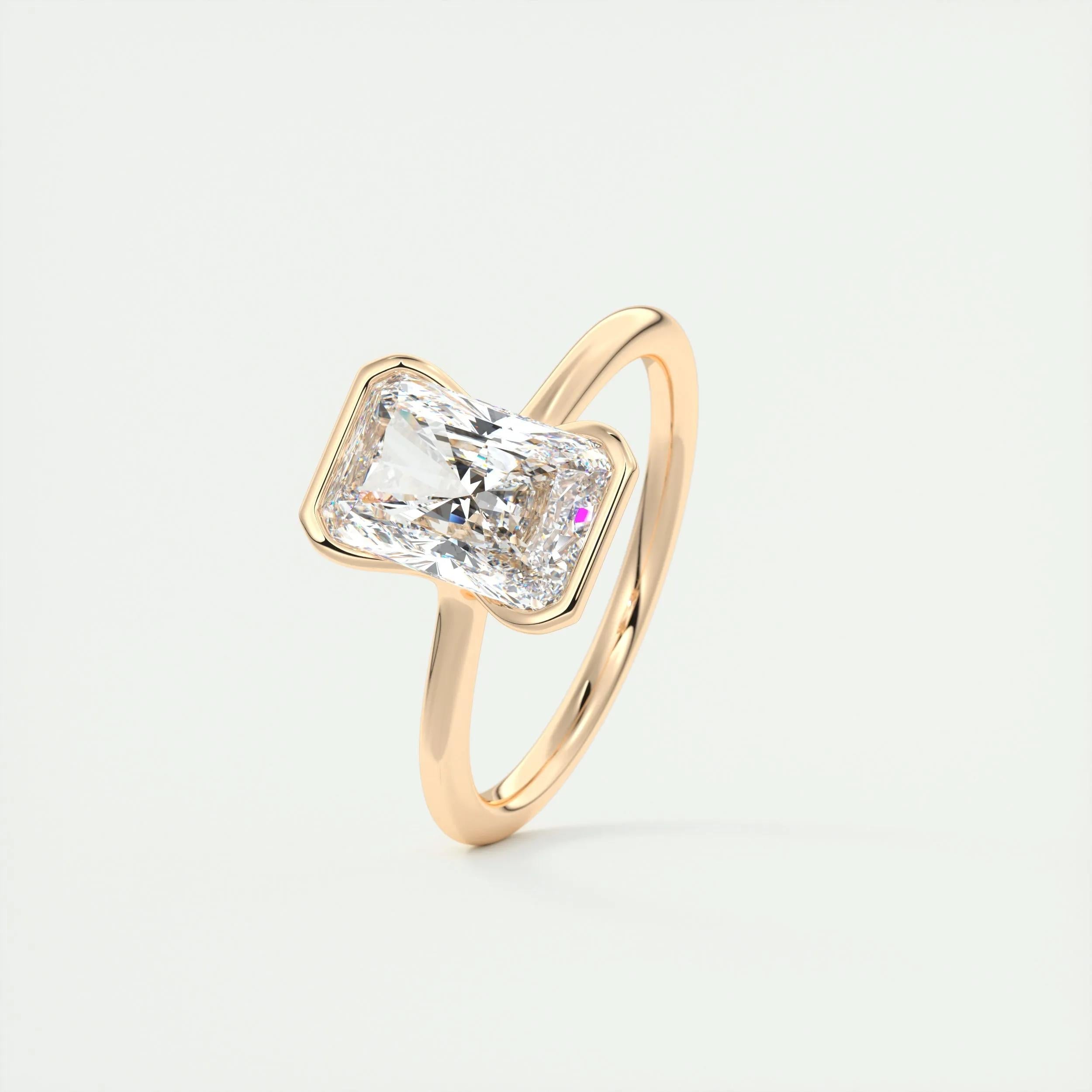 2.0 Ct Radiant Half Bezel Solitaire Moissanite Engagement Ring