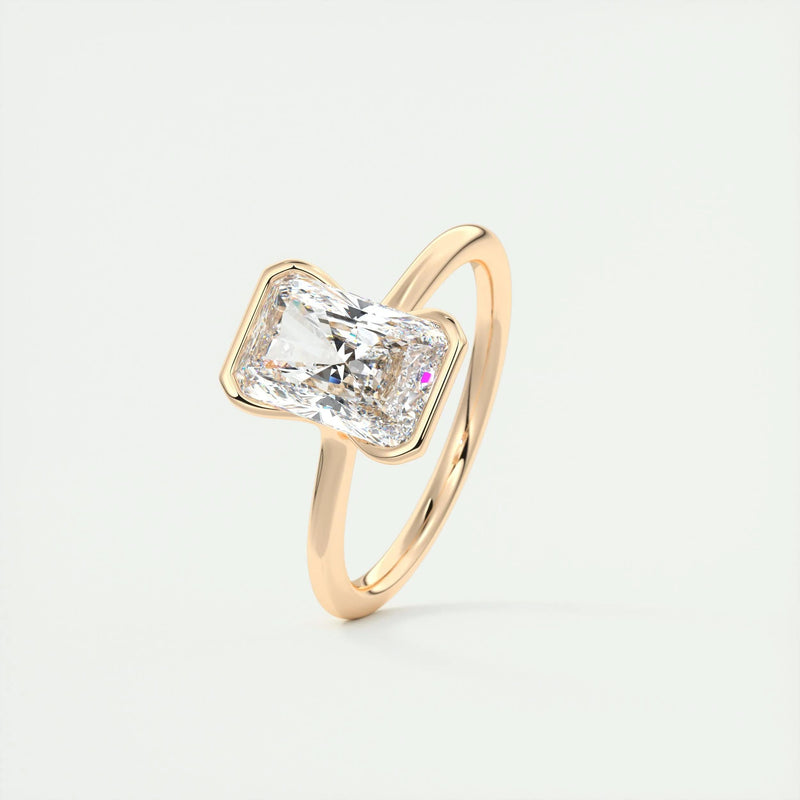 2.0 Ct Radiant Half Bezel Solitaire Moissanite Engagement Ring