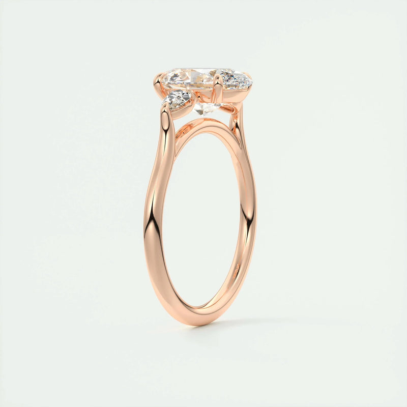 2.2 Ct Oval Three Stone Moissanite Diamond Engagement Ring